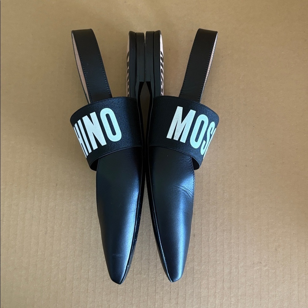 MOSCHINO Logo Leather Slingback Flats size 6 EU size 36 - Picture 5 of 11